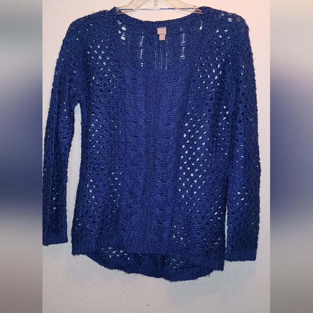 JCPenney crocheted dark blue sweater large
